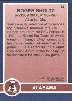 1991 Hoby Stars of the SEC #14 Roger Shultz Back