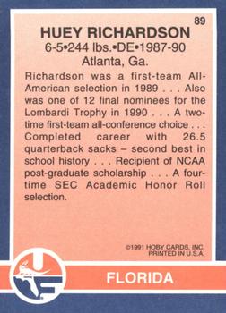 1991 Hoby Stars of the SEC #89 Huey Richardson Back