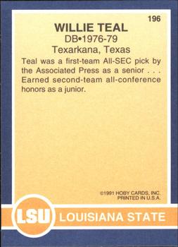 1991 Hoby Stars of the SEC #196 Willie Teal Back