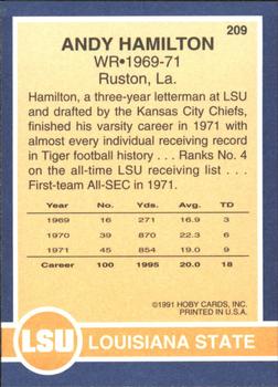 1991 Hoby Stars of the SEC #209 Andy Hamilton Back