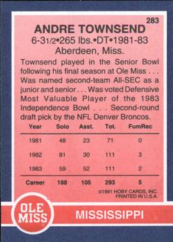 1991 Hoby Stars of the SEC #283 Andre Townsend Back
