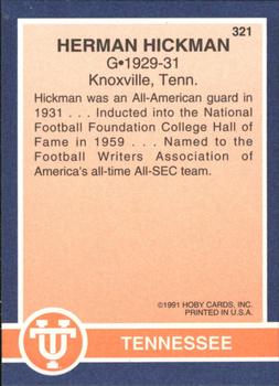 1991 Hoby Stars of the SEC #321 Herman Hickman Back