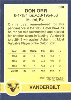 1991 Hoby Stars of the SEC #358 Don Orr Back