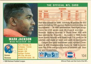 1989-90 Pro Set Super Bowl XXIV Binder #104 Mark Jackson Back