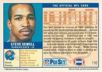 1989-90 Pro Set Super Bowl XXIV Binder #110 Steve Sewell Back