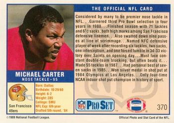 1989-90 Pro Set Super Bowl XXIV Binder #370 Michael Carter Back