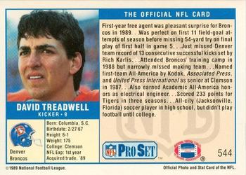 1989-90 Pro Set Super Bowl XXIV Binder #544 David Treadwell Back