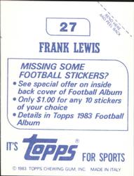 1983 Topps Stickers #27 Frank Lewis Back
