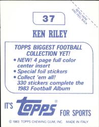 1983 Topps Stickers #37 Ken Riley Back