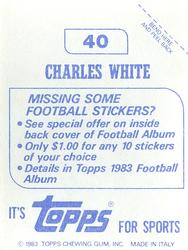1983 Topps Stickers #40 Charles White Back