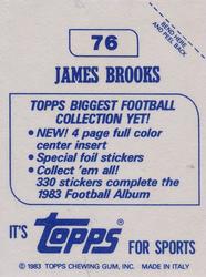1983 Topps Stickers #76 James Brooks Back