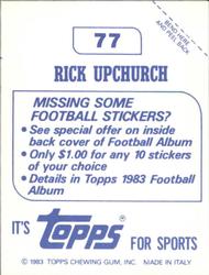 1983 Topps Stickers #77 Rick Upchurch Back