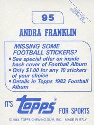 1983 Topps Stickers #95 Andra Franklin Back
