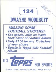 1983 Topps Stickers #124 Dwayne Woodruff Back