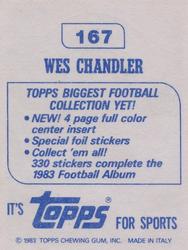 1983 Topps Stickers #167 Wes Chandler Back