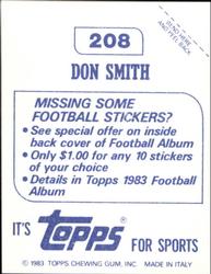 1983 Topps Stickers #208 Don Smith Back