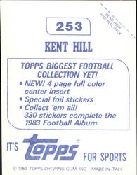 1983 Topps Stickers #253 Kent Hill Back