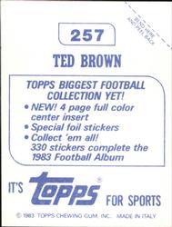 1983 Topps Stickers #257 Ted Brown Back