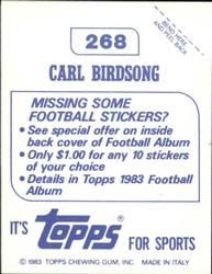 1983 Topps Stickers #268 Carl Birdsong Back