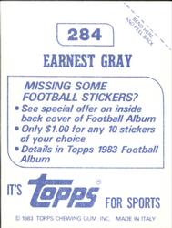 1983 Topps Stickers #284 Earnest Gray Back