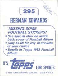 1983 Topps Stickers #295 Herman Edwards Back