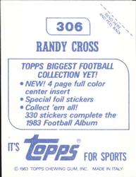 1983 Topps Stickers #306 Randy Cross Back
