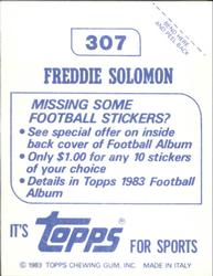 1983 Topps Stickers #307 Freddie Solomon Back