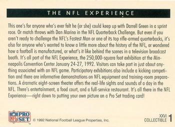 1991-92 Pro Set Super Bowl XXVI Binder #1 The NFL Experience Back