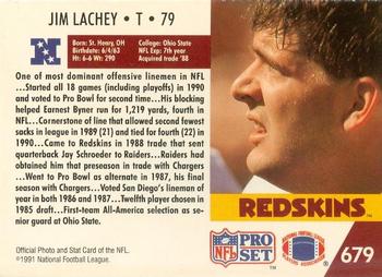 1991-92 Pro Set Super Bowl XXVI Binder #679 Jim Lachey Back