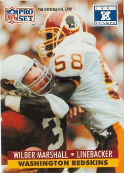 1991-92 Pro Set Super Bowl XXVI Binder #681 Wilber Marshall Front