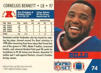 1991-92 Pro Set Super Bowl XXVI Binder #74 Cornelius Bennett Back