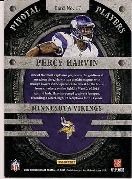 2012 Panini Crown Royale - Pivotal Players #17 Percy Harvin Back