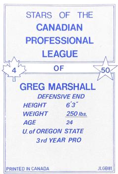 1981 JOGO  #4a Greg Marshall Back
