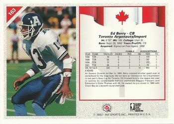 1992 All World CFL #163 Ed Berry Back