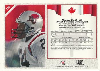 1992 All World CFL #170 Maurice Smith Back