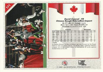 1992 All World CFL #171 David Conrad Back