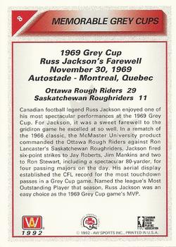 1992 All World CFL #8 Memorable Grey Cups 1969 Back