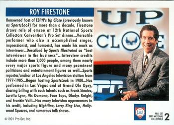 1991 Pro Set National Banquet #2 Roy Firestone Back