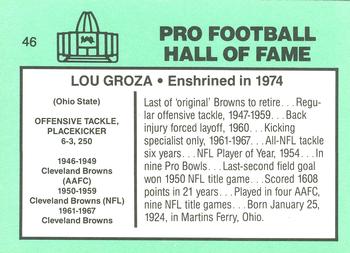 1985-88 Football Immortals #46 Lou Groza Back