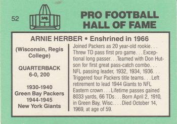 1985-88 Football Immortals #52 Arnie Herber Back