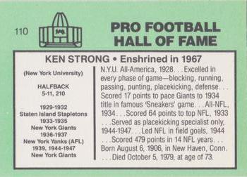 1985-88 Football Immortals #110 Ken Strong Back