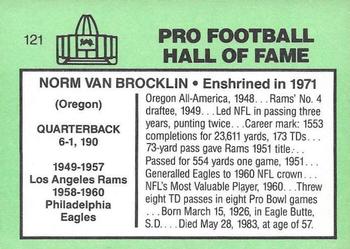 1985-88 Football Immortals #121 Norm Van Brocklin Back