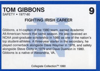 1990 Collegiate Collection Notre Dame #9 Tom Gibbons Back