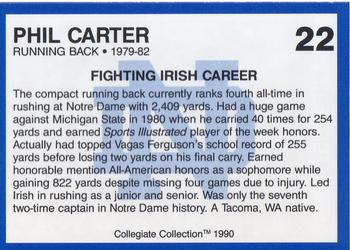 1990 Collegiate Collection Notre Dame #22 Phil Carter Back