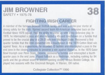 1990 Collegiate Collection Notre Dame #38 Jim Browner Back