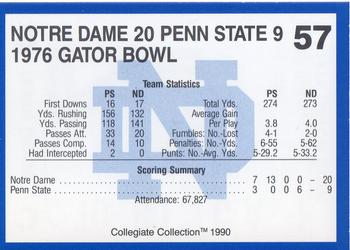 1990 Collegiate Collection Notre Dame #57 1976 Gator Bowl Back