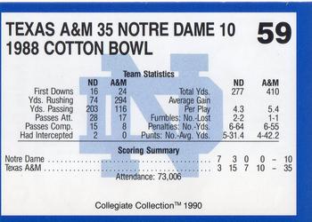 1990 Collegiate Collection Notre Dame #59 1988 Cotton Bowl Back