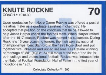 1990 Collegiate Collection Notre Dame #70 Knute Rockne Back