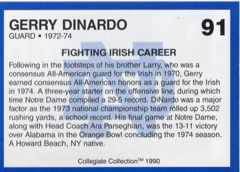 1990 Collegiate Collection Notre Dame #91 Gerry Dinardo Back