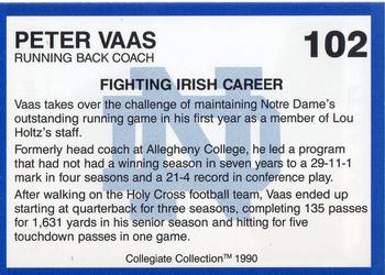 1990 Collegiate Collection Notre Dame #102 Peter Vaas Back